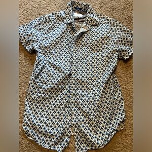 Denim & flower blue button down shirt